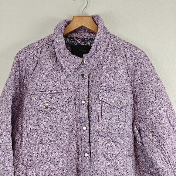 J. Crew Quilted Cotton shirt-jacket in mixed floral Lavender 2XL women's - Picture 13 of 16